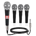 Pyle Professional Dynamic Microphone - 4-Pack Unidirectional Handheld Mic with Built-in Pop Filter, High Signal Output, 15 ft. XLR Audio Cable, Ideal
