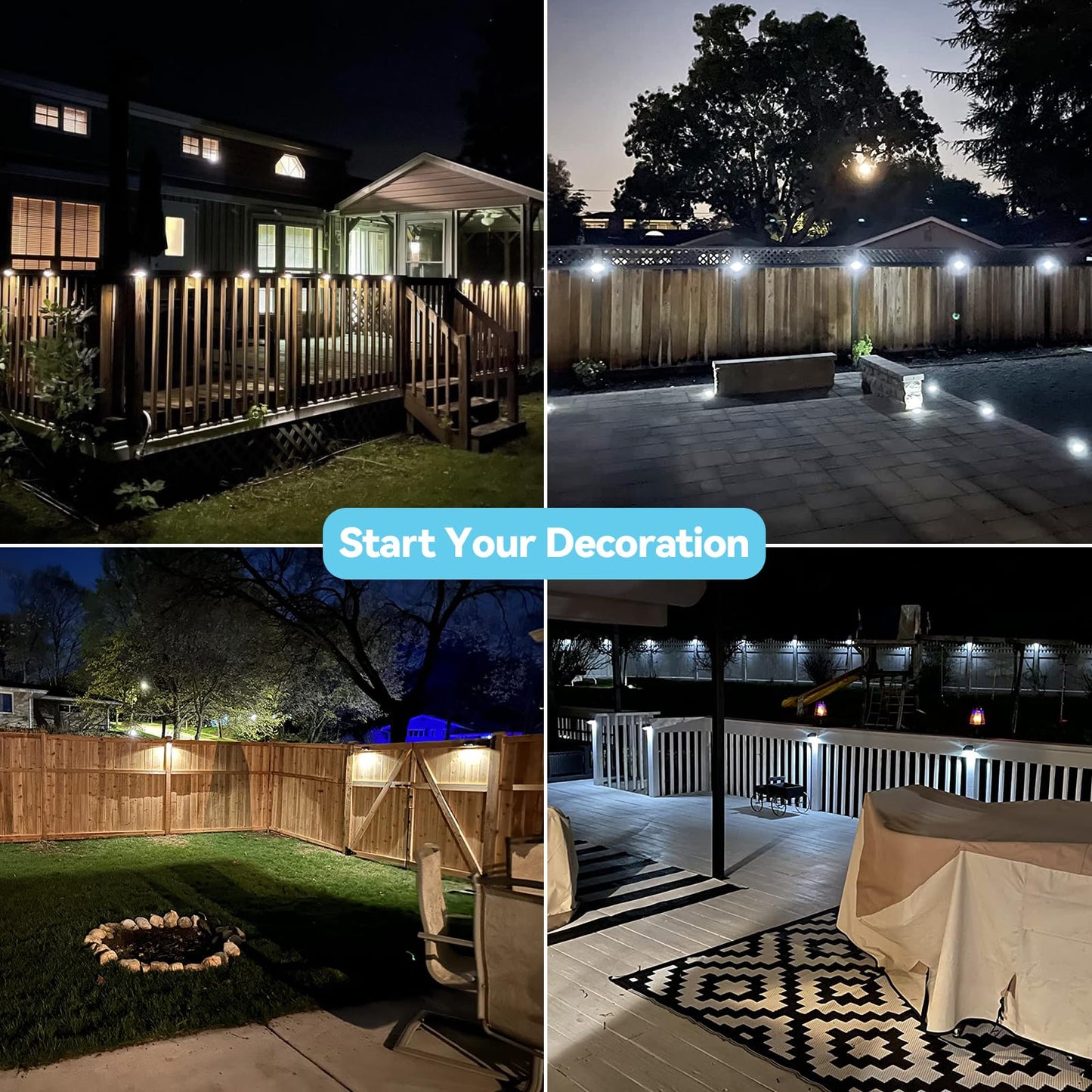 Bridika Solar Fence Lights Warm White & White, Solar Outdoor Wall Lights, Fence Solar Lights Outdoor Waterproof for Step, Backyard, Fence, Wall