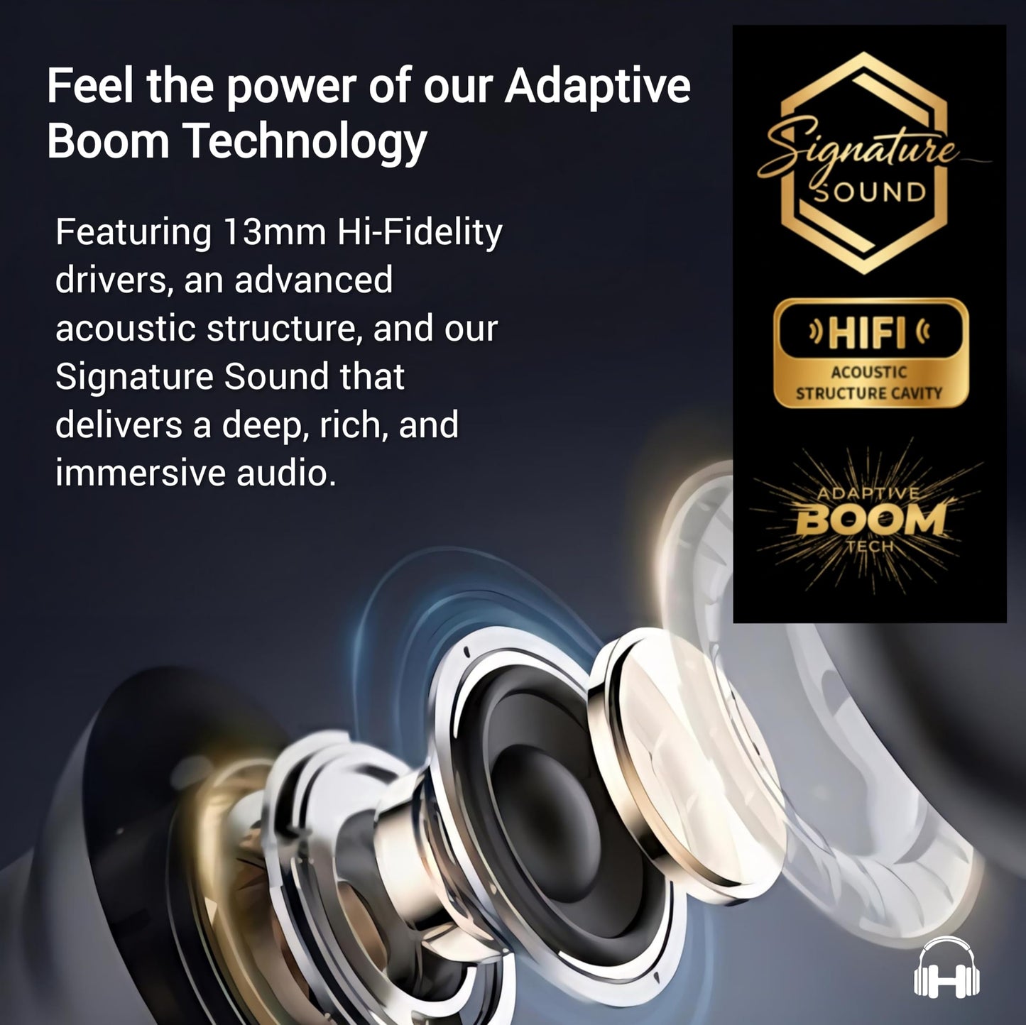 HARMONY TWENTY-TWO HTT-9, Wireless Earbuds, ENC 4 Mic Call Noise Cancelling, 13mm Deep Bass in Ear Buds with Voice Assistant, 5.4 Bluetooth Earphones