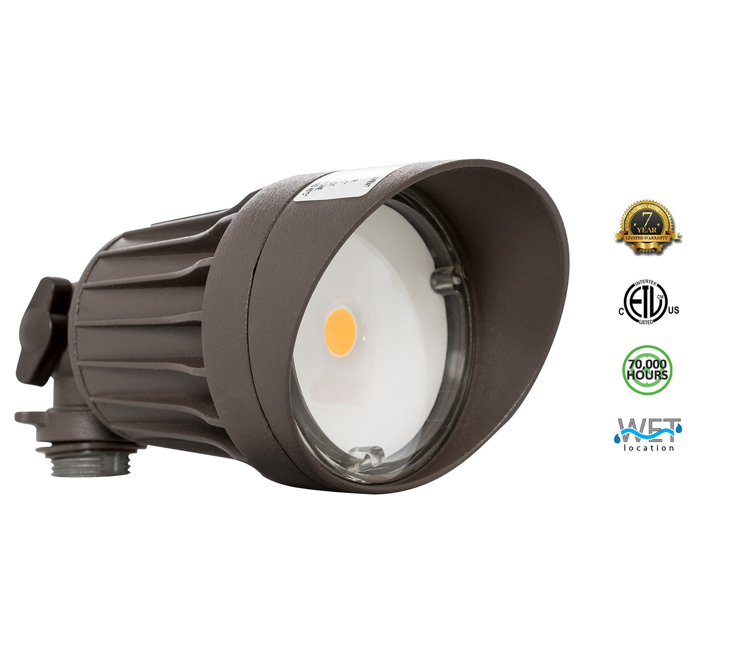 Westgate FLS-10W-50K-BR LED Security/Flood Lights Outdoor, 10W, Die-Cast Aluminum, 1 Lamp Head, 5000K, 950lm, IP65, 100-130VAC, 70,000 Hr Lifespan