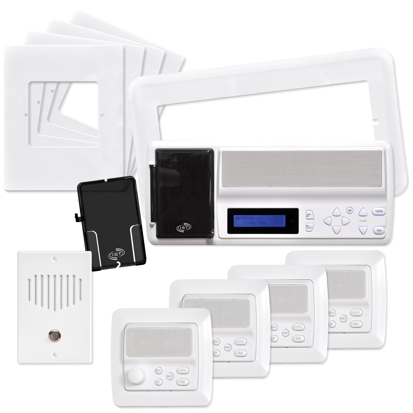 IST Retro Music & Intercom System Package, 4 Rooms (Vertical Frames), Black (RETRO-MV4PACB)