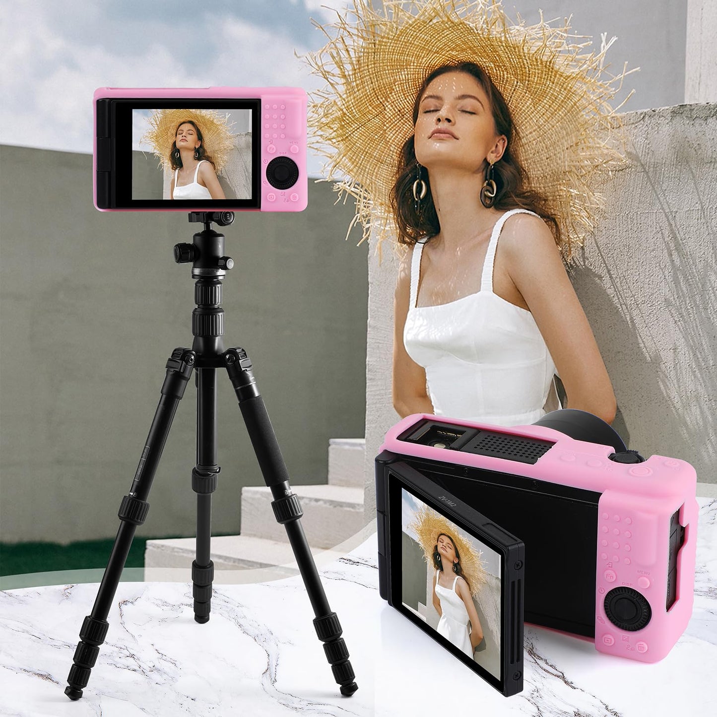 MIOKAU ZV-1F Camera Case, Soft Silicone Protective Case for Sony ZV1F/ZV-1M2/ZV-1 Mark II (NOT for ZV1) Vlog Camera, Lightweight ZV1F Cover (Pink)
