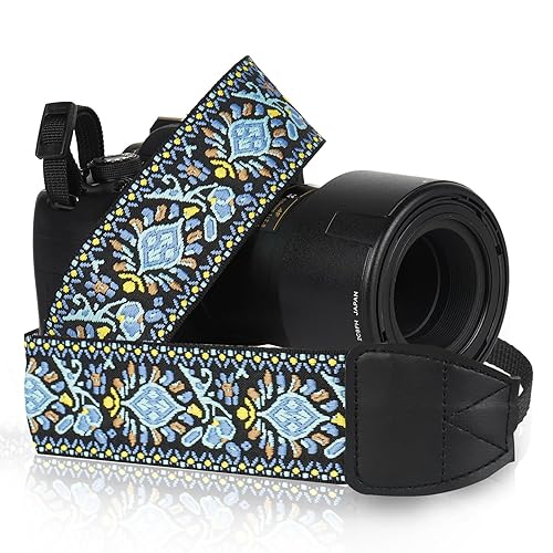 Zwxejcb Camera Strap : Stylish Knit Embroidered & Comfort-Fit Elastic Classic Quick Release Neck Shoulder Straps, Adjustable Universal for Dslr Slr