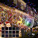 Syslux Christmas Projector Lights Outdoor, RGBW Christmas Snowfall Projector Light Rotating Falling Snow Projector with Remote Control Landscape