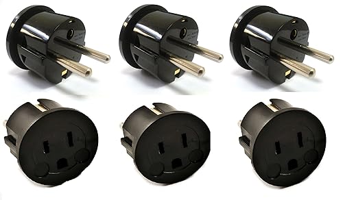 Ckitze USA to Europe Germany, France Plug Adapter - 6 Pack - Type E/F Schuko Grounded American to European Plug Adapter - CE Certified for Mobile…