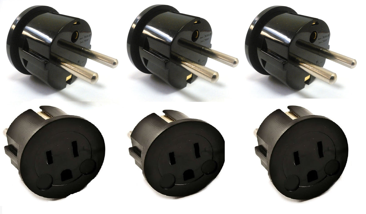 Ckitze USA to Europe Germany, France Plug Adapter - 6 Pack - Type E/F Schuko Grounded American to European Plug Adapter - CE Certified for Mobile…