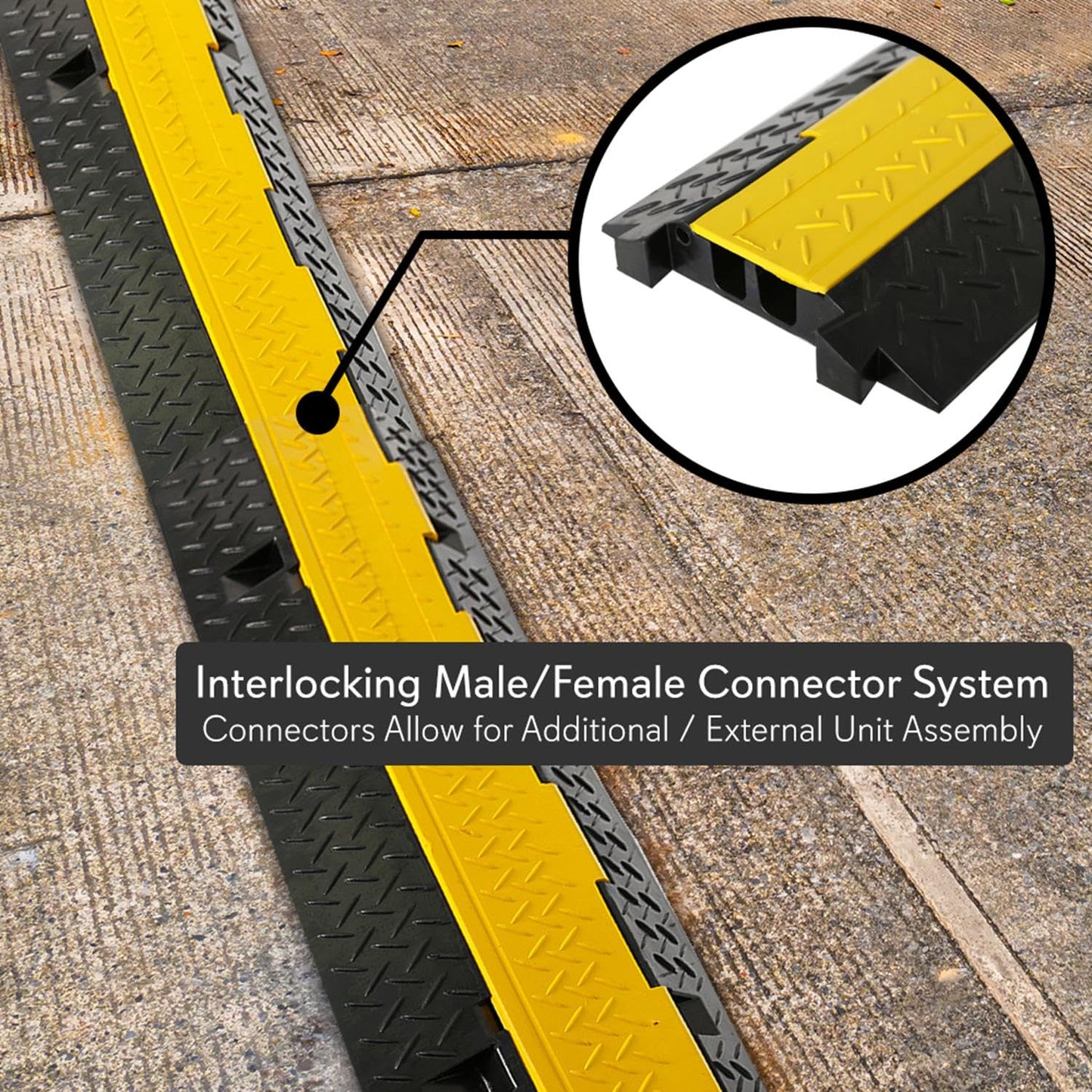 Pyle Durable Cable Protective Ramp Cover - Supports 44000lbs Dual Channel Heavy Duty Cord Protection w/Flip-Open Top Cover, 39.4” x 9.64” x 1.57”