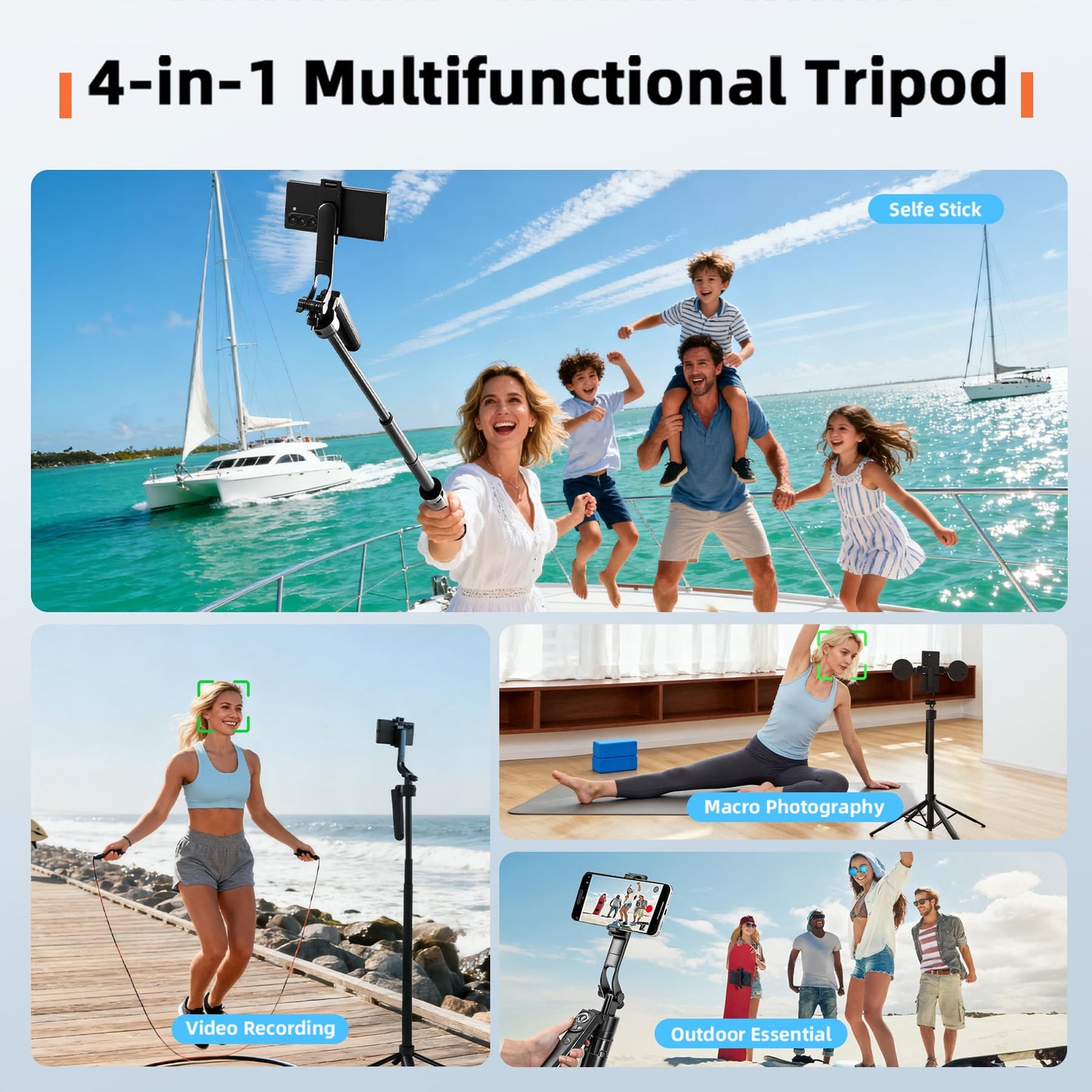Euoto Auto Face Tracking Selfie Stick Tripod for iPhone with Light 360 Rotation that Follows Your Movement 70.9" Camera Tripod Stand with Remote