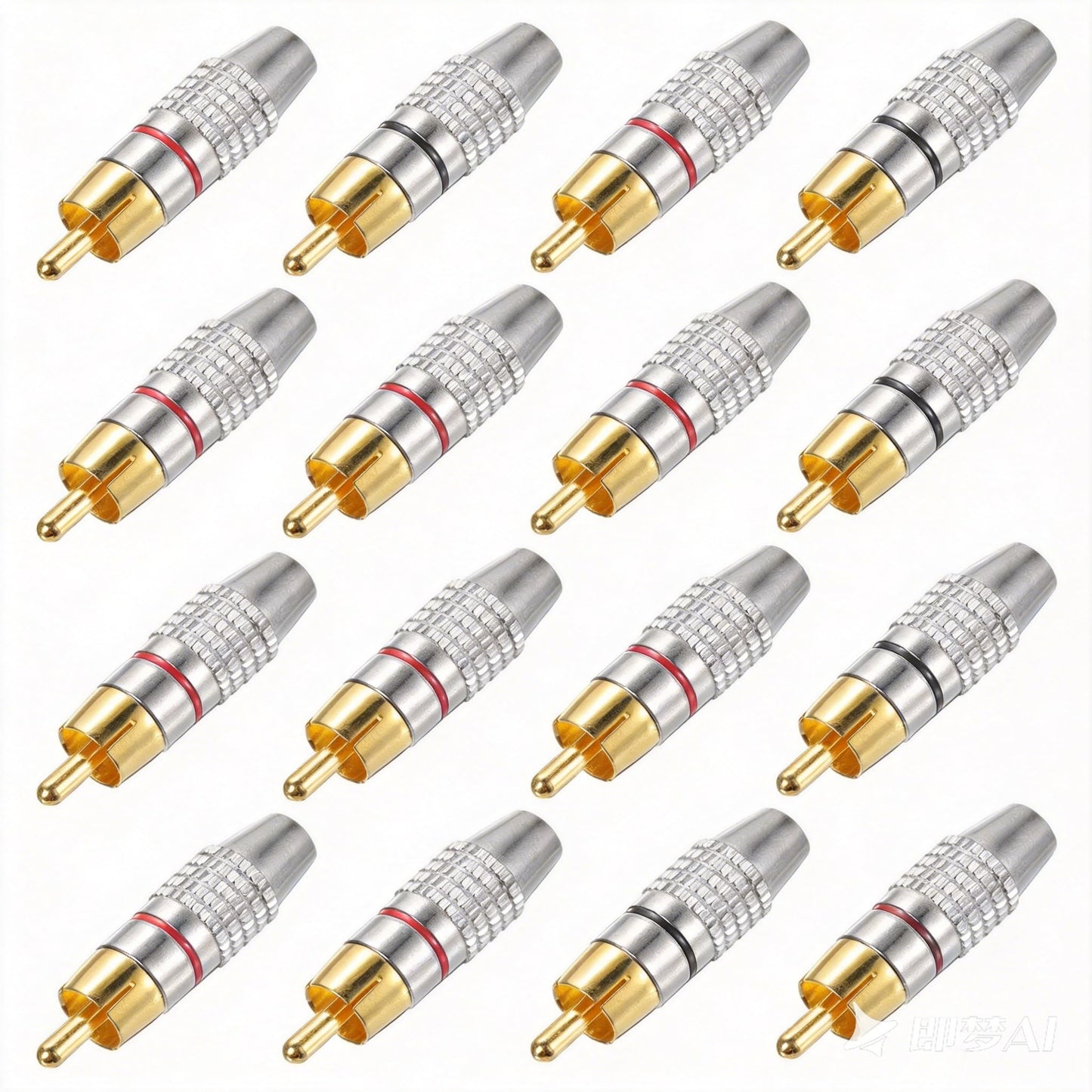 Fielect 50Pcs RCA Male Plug Connector Adapter, Solderless Gold Plated Audio Video Cable Adapter Connector for Speaker Wire, Home Theater, Amplifier