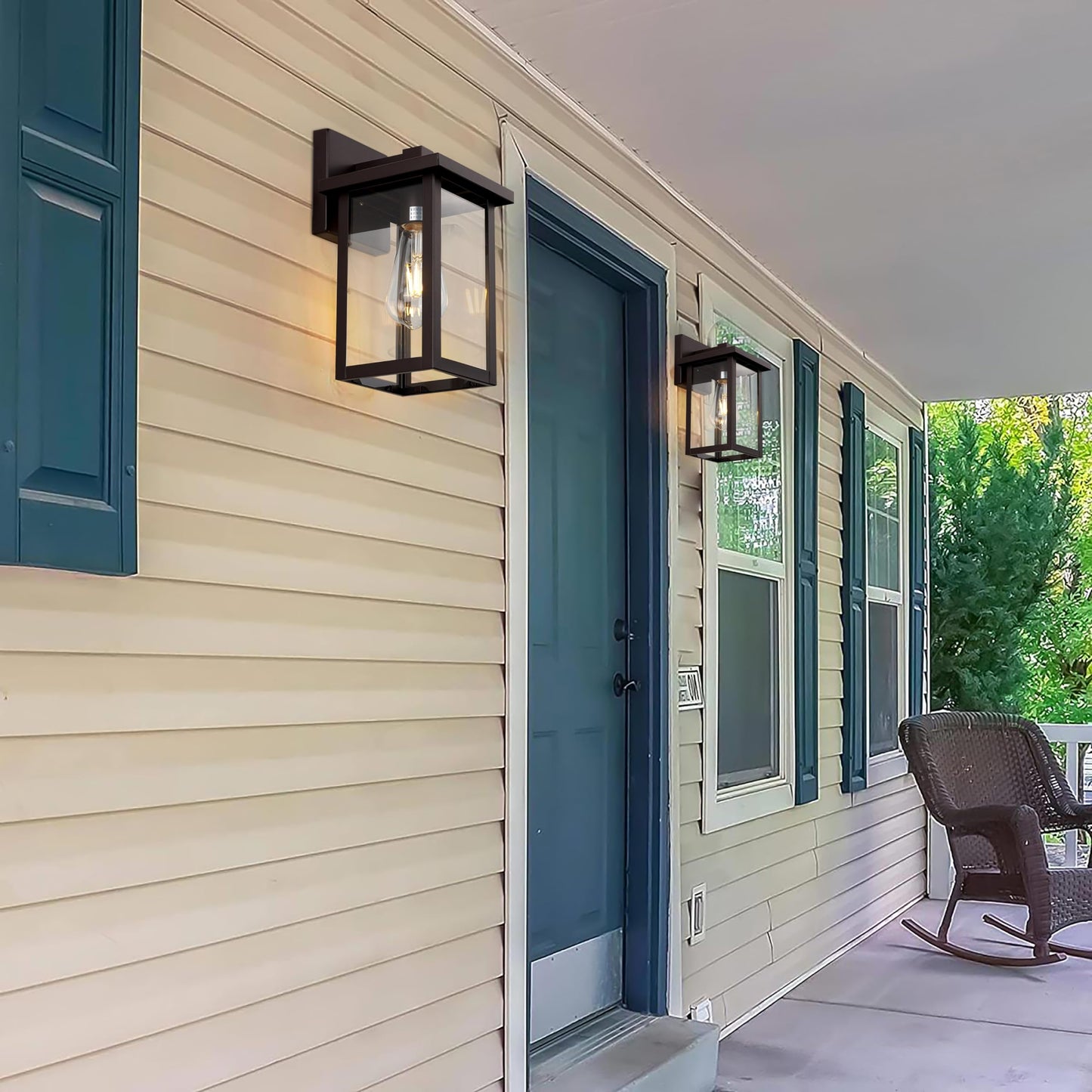 ACLand Oil Rubbed Bronze Outdoor Wall Light Fixture, Waterproof Clear Glass Shade Outdoor Sconce Lighting with E26 Sockets, 11" Exterior Lantern