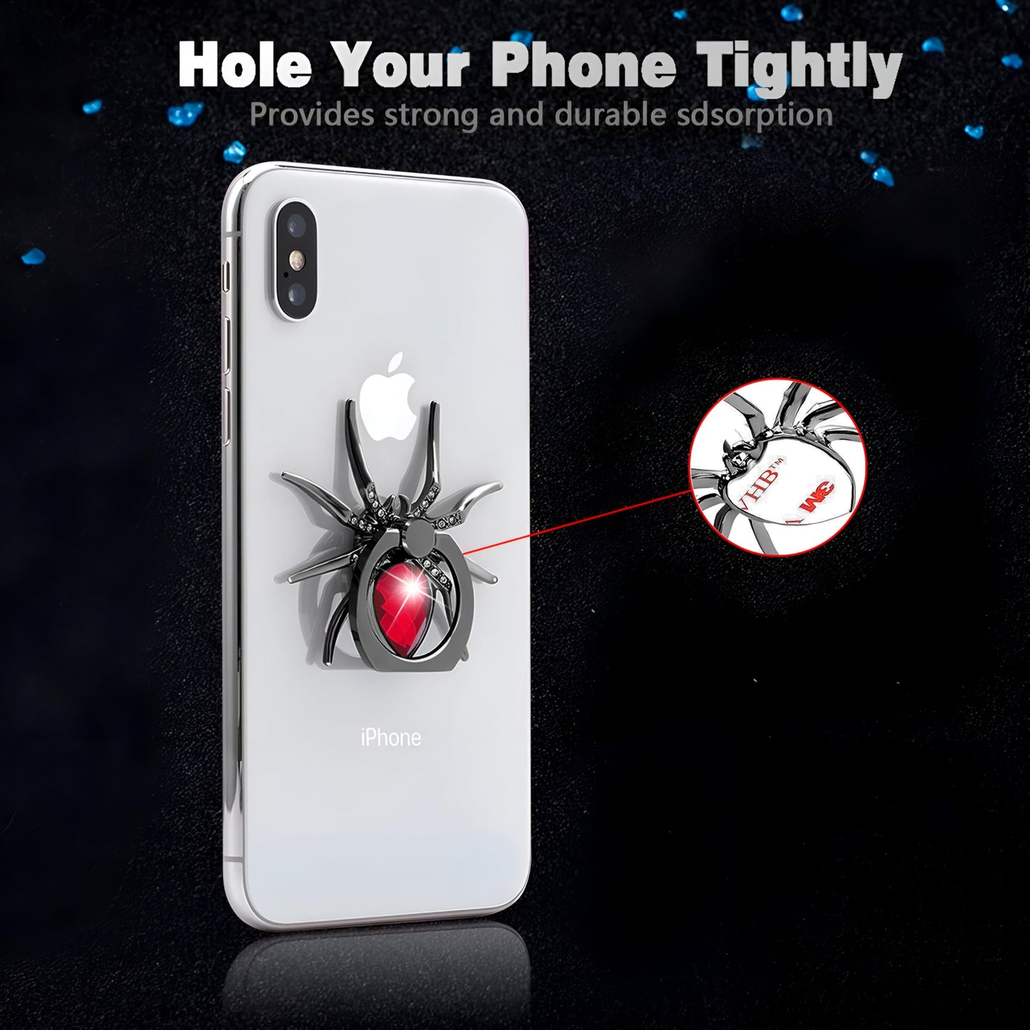 Spider Design Phone Ring Holder 360° Rotating Finger Grip Stand Kickstand for Smartphones and Tablets - Universal Mobile Accessory, Anti-Drop