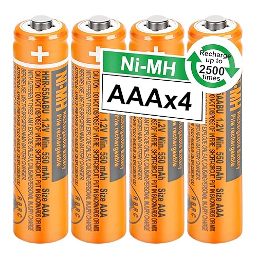 OSIM 4Pack HHR-55AAABU NI-MH AAA Rechargeable Batteries 1.2V 550mah AAA NiMH Rechargeable Batteries for Cordless Phones, Remote Controls, Electronics