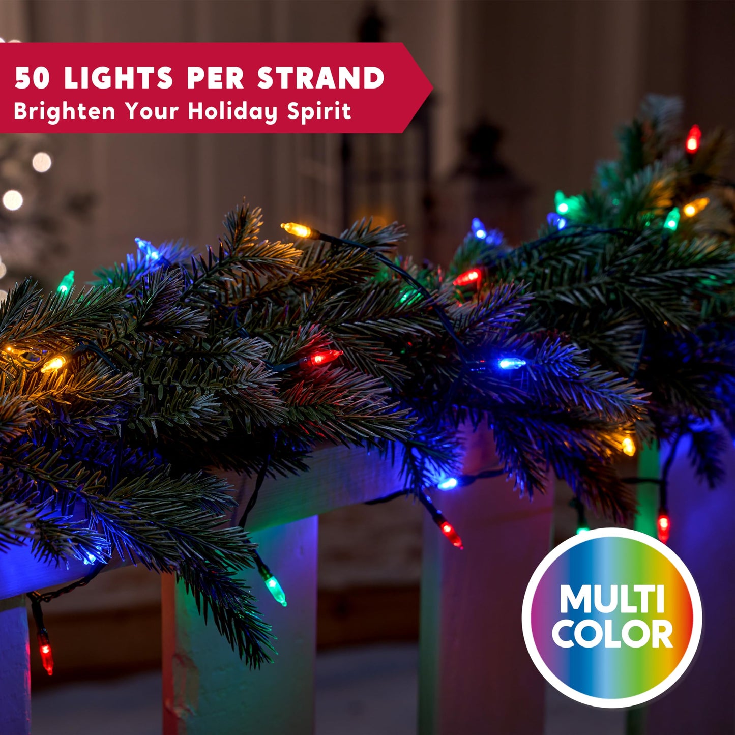 Joiedomi LED Christmas String Lights,2×50 Count 32.6FT Battery Operated Christmas Tree Fairy Lights with 8 Modes,Multifunction Green Wire for Xmas