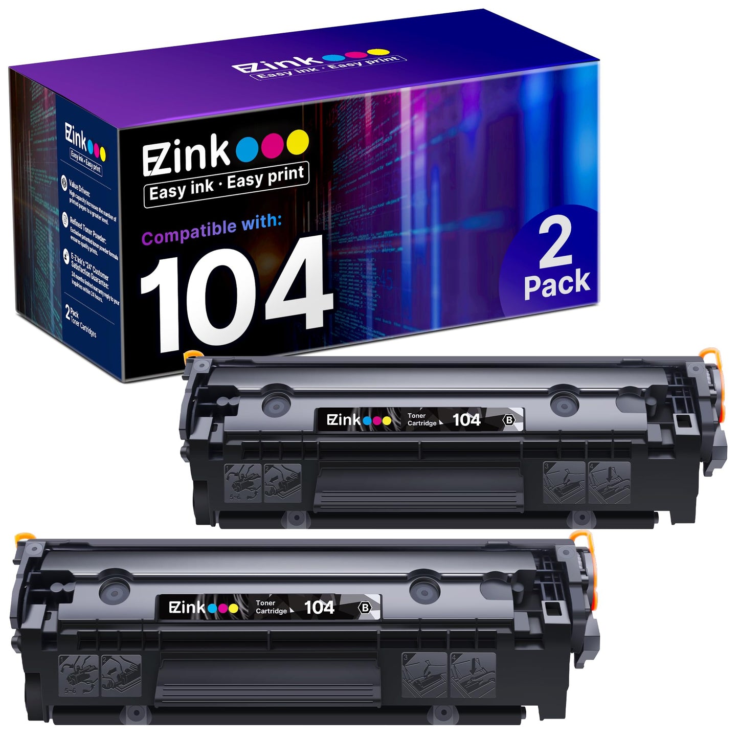 E-Z Ink Compatible Toner Cartridge Replacement for Canon 104 Black Toner Cartridge CRG104 CRG-104 to use with ImageClass D420 D480 MF4350d MF4150