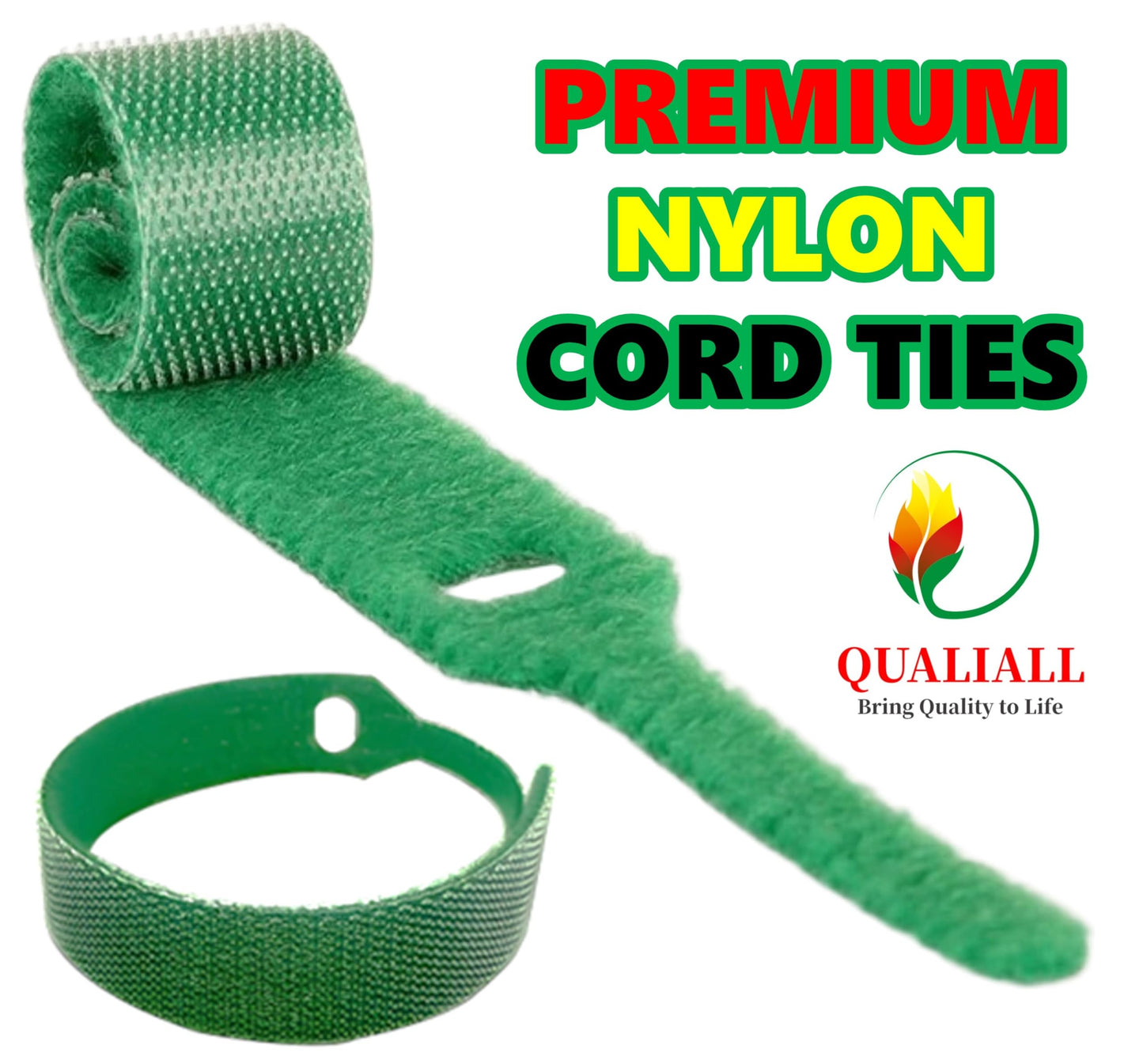 QUALIALL 150 Reusable Cable Ties, Strong Adhesion Nylon Cord Ties for PC and Wire Management, Durable. 5.9"