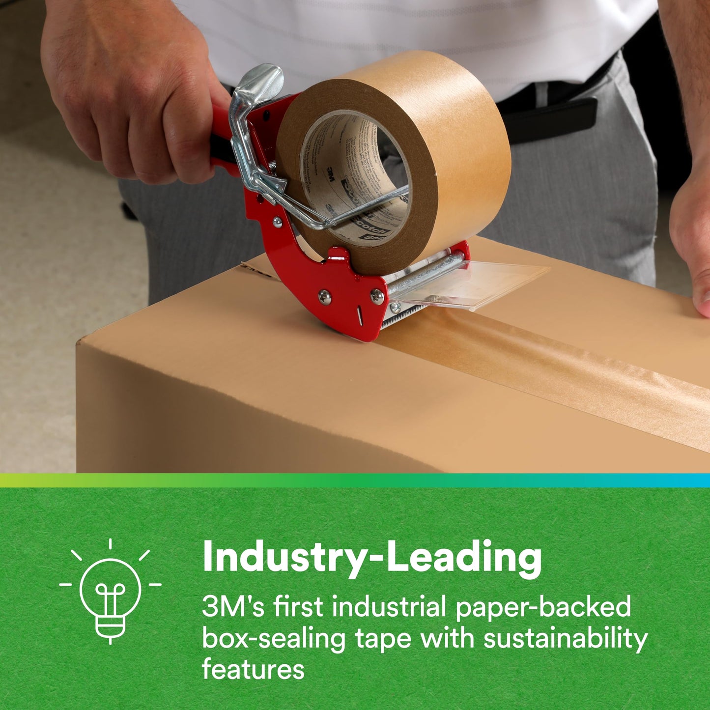 3M Scotch Performance Paper Box Sealing Tape 570, Brown, 2.8" x 547 yd (72 mm x 500 m), 1 Roll, Recycle-Compatible, Great for Packaging, Shipping,