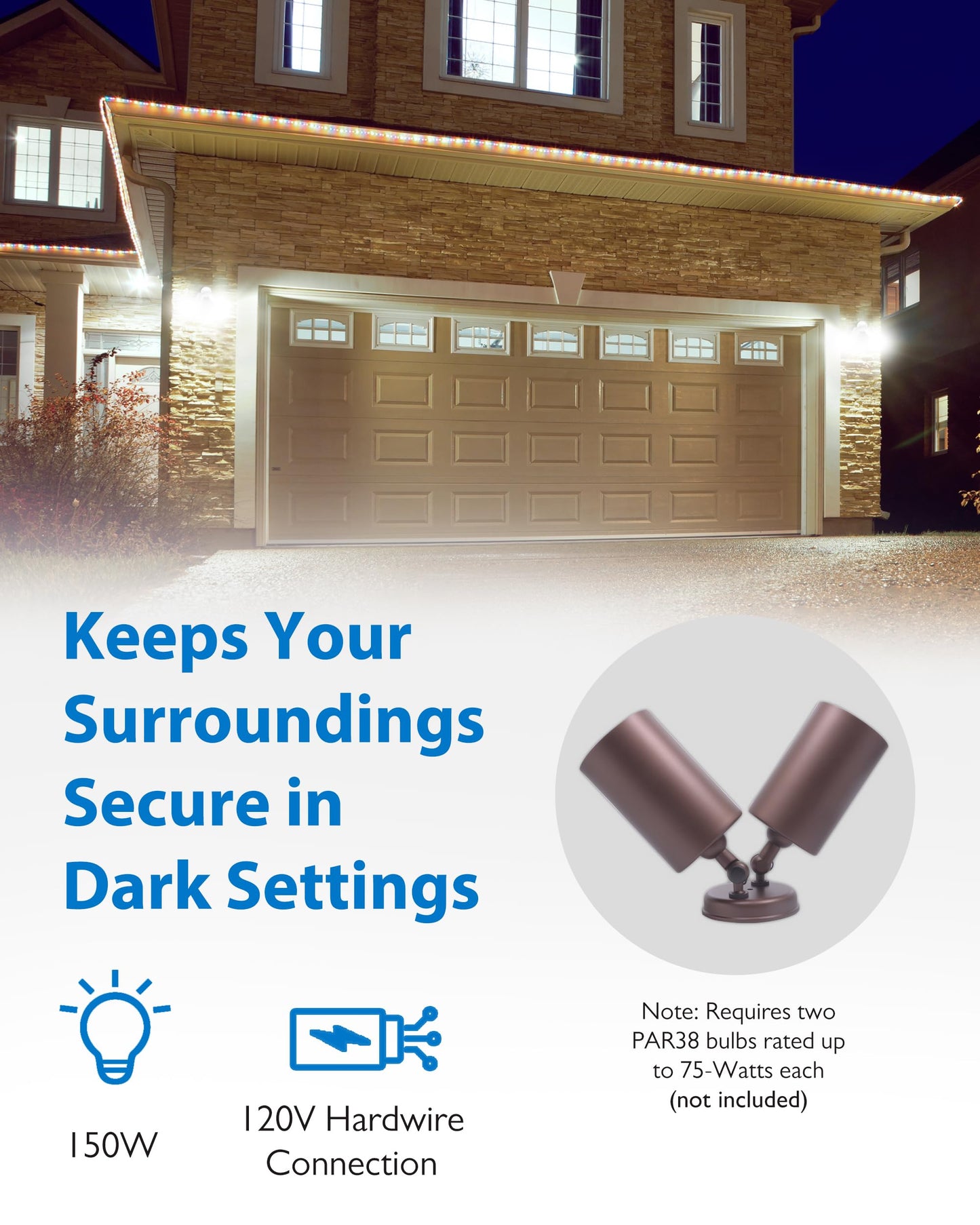 NICOR Lighting 150W Bronze Double Cylinder Adjustable Security Flood Light (11728)