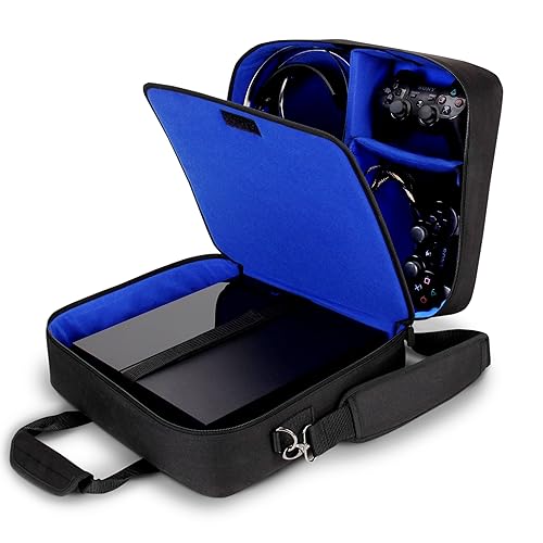 USA Gear PS4 Travel Case - Travel Bag Compatible with Playstation 4 Slim, Playstation Pro and PS3 - Carrying Case with Customizable Interior for PS4