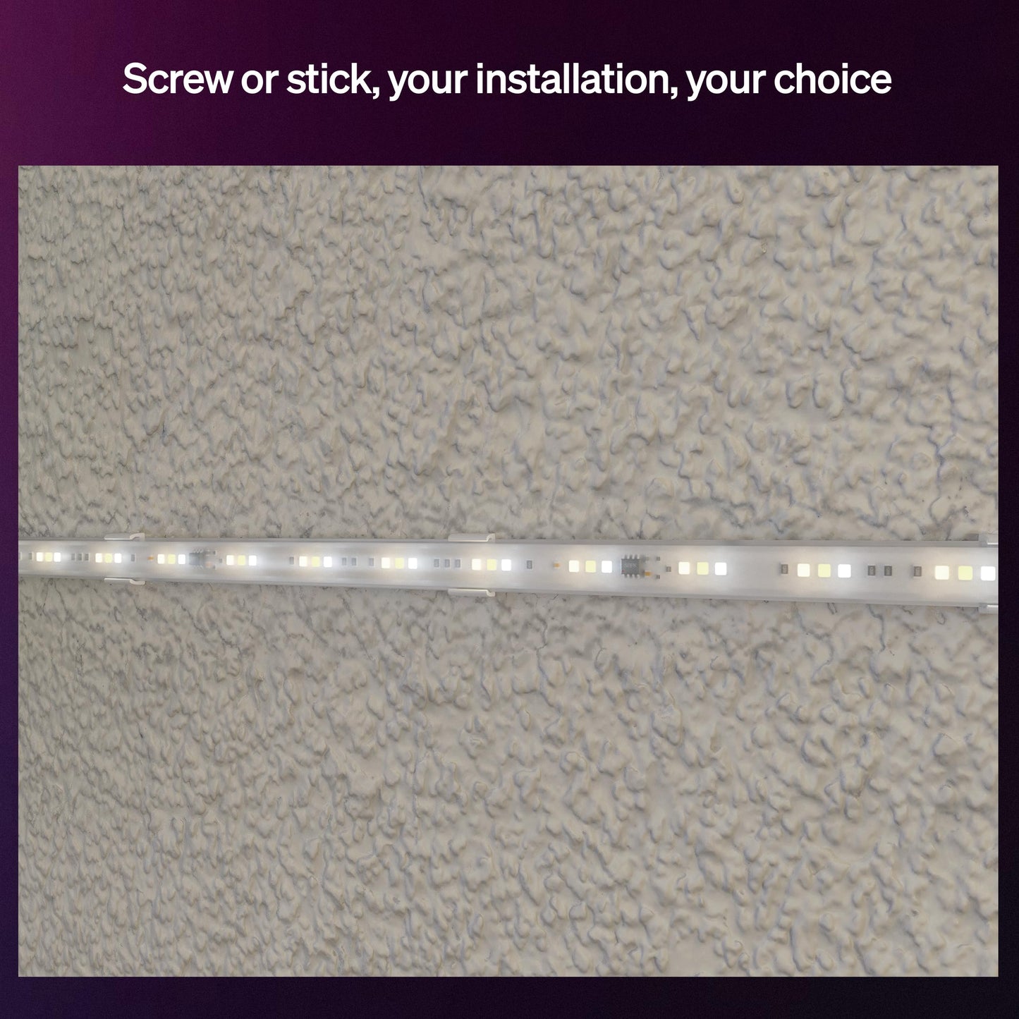 Hue Flux LED Strip Light Mounting Brackets, Accessories, Flexible Indoor Lighting, Easy Installation, Robust Transparent Clips, Screws and Adhesive