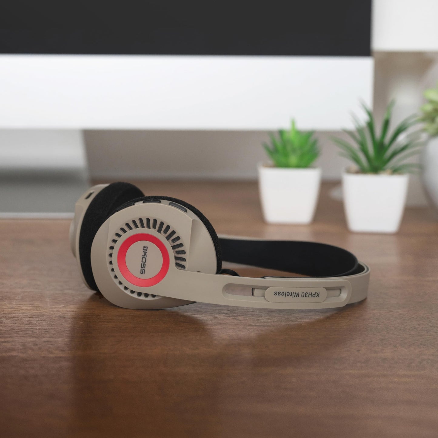 Koss KPH30 Wireless Bluetooth On-Ear Headphones, Retro Style, 20+ Hour Battery Life, USB-C Charging, Microphone, Rhythm Beige