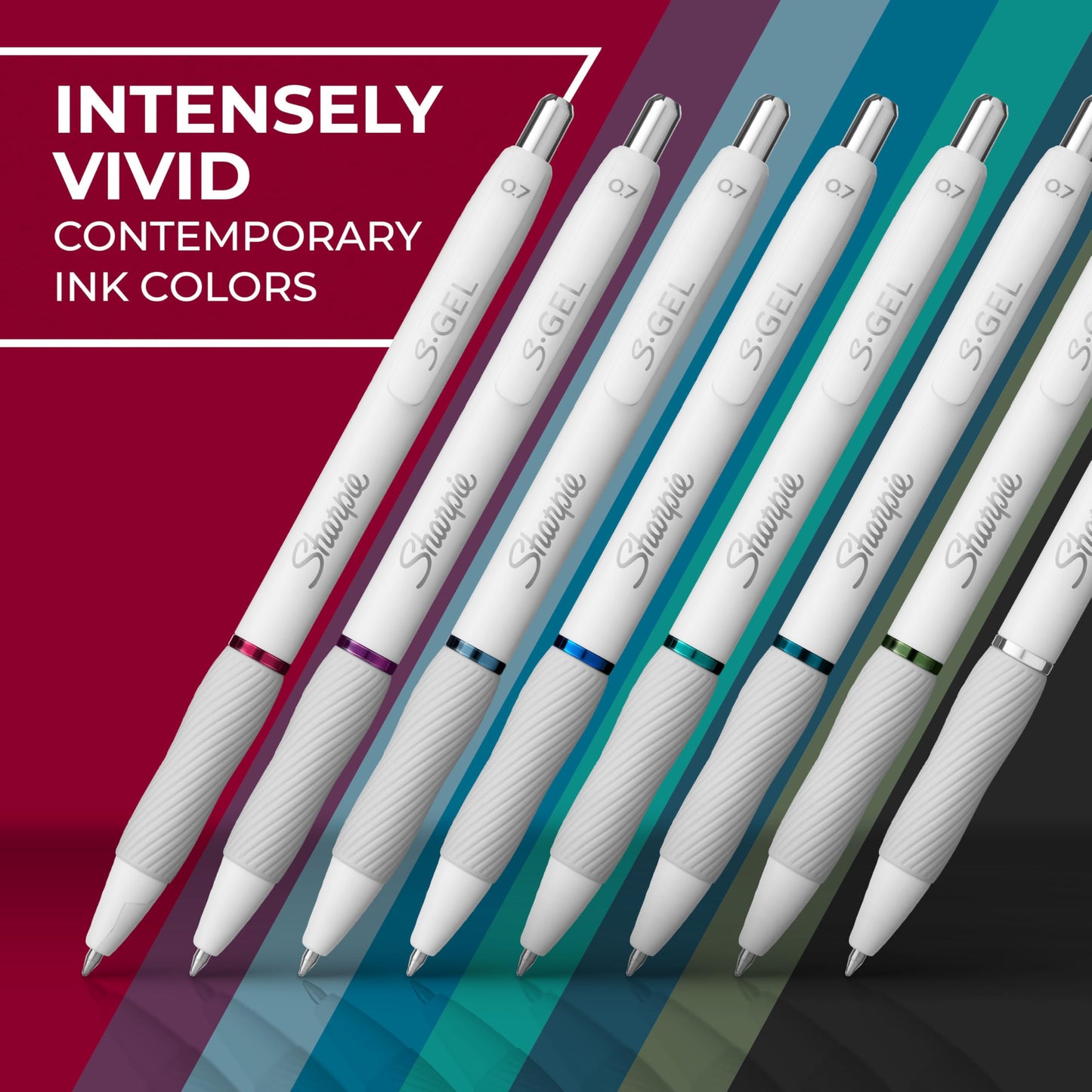 Sharpie S-Gel Pens, Fashion Barrel Gel Pens, Pearl White Body, Medium Point (0.7mm), Bold Ink Colors, 12 Count