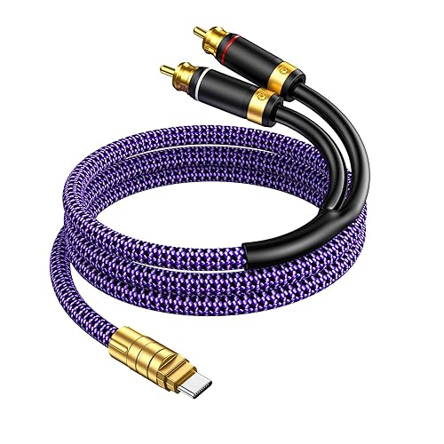 Veimeitk USB C to RCA Audio Cable, Type C to 2 RCA Y Splitter Jack Stereo Cable for iPhone 16 15 Series, Laptop Tablet to Home Theater DVD Amplifier