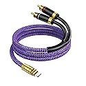Veimeitk USB C to RCA Audio Cable, Type C to 2 RCA Y Splitter Jack Stereo Cable for iPhone 16 15 Series, Laptop Tablet to Home Theater DVD Amplifier
