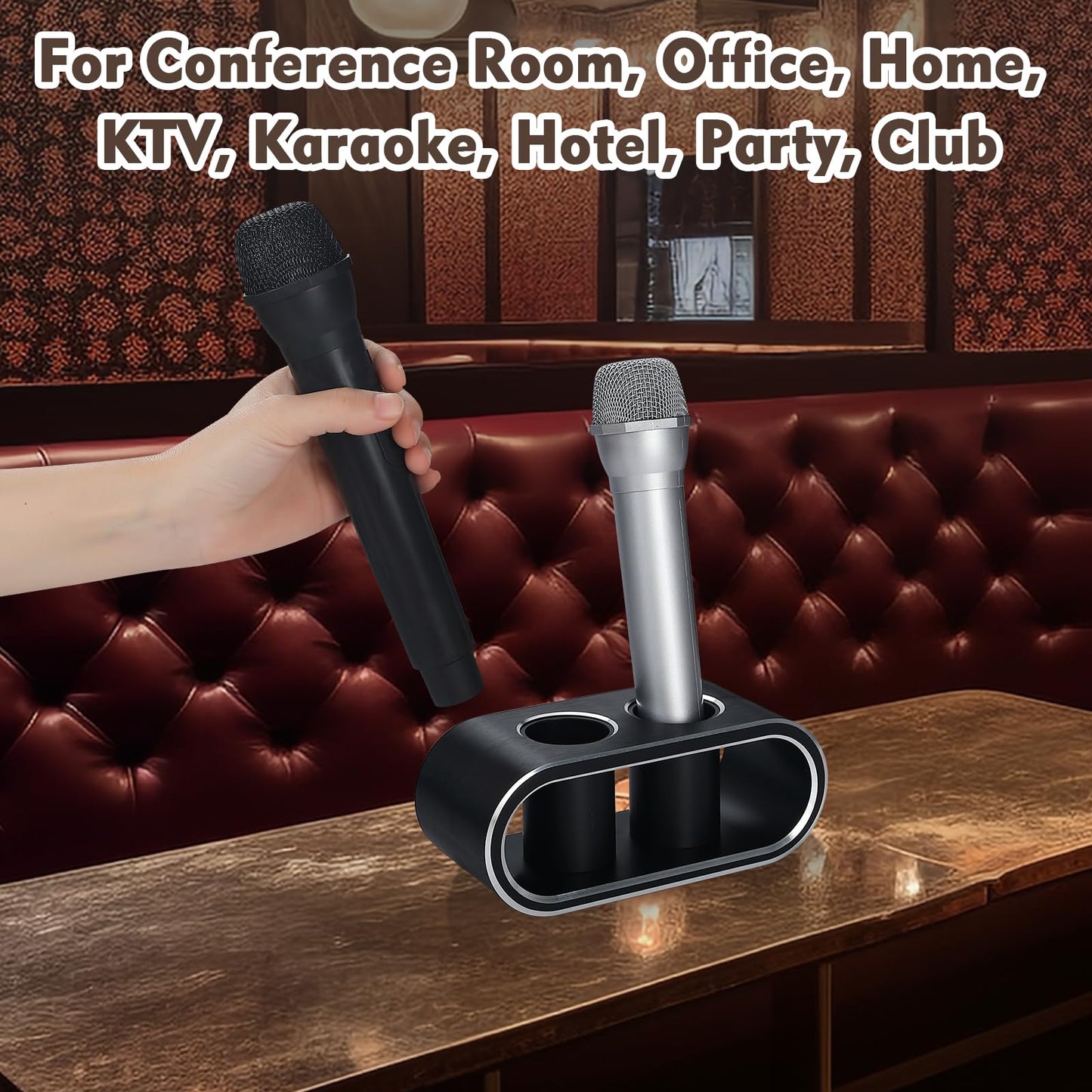 WikrOck Metal Aluminum Alloy Desktop Microphones Storage Holder, Stand Support Base For Wireless Microphones, Fashionable Tabletop Mics Organizer (M