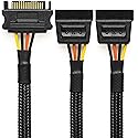 CRJ 15-Pin SATA Power Y Splitter Cable - 12-inch (30cm), Black Sleeved - 2 Way ATX 15-Pin SATA Power Splitter for Computer SSDs and HDDs