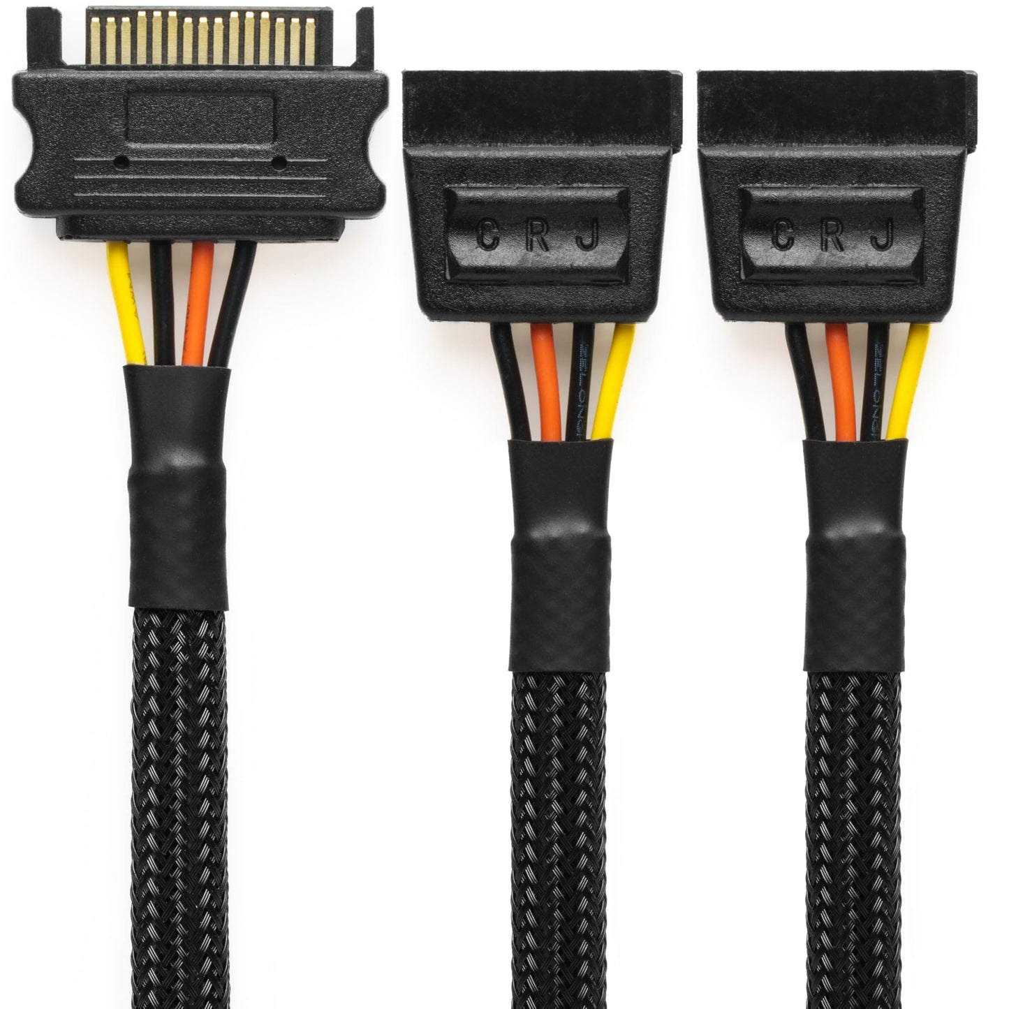 CRJ 15-Pin SATA Power Y Splitter Cable - 12-inch (30cm), Black Sleeved - 2 Way ATX 15-Pin SATA Power Splitter for Computer SSDs and HDDs