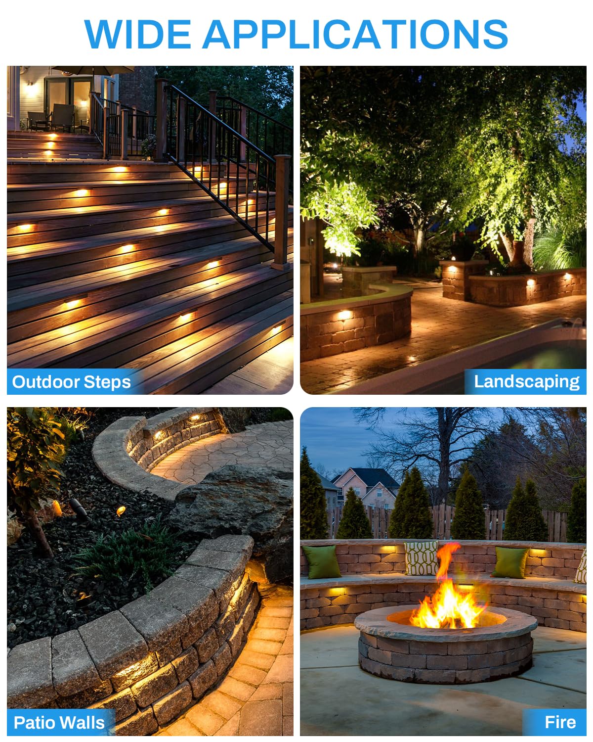 HIBOITEC Hardscape Lighting Low Voltage 7 Inch LED Retaining Wall Lights IP67 Waterproof for Outdoor Patio Pathway Stairs Landscape Steps AC/DC 12-24V