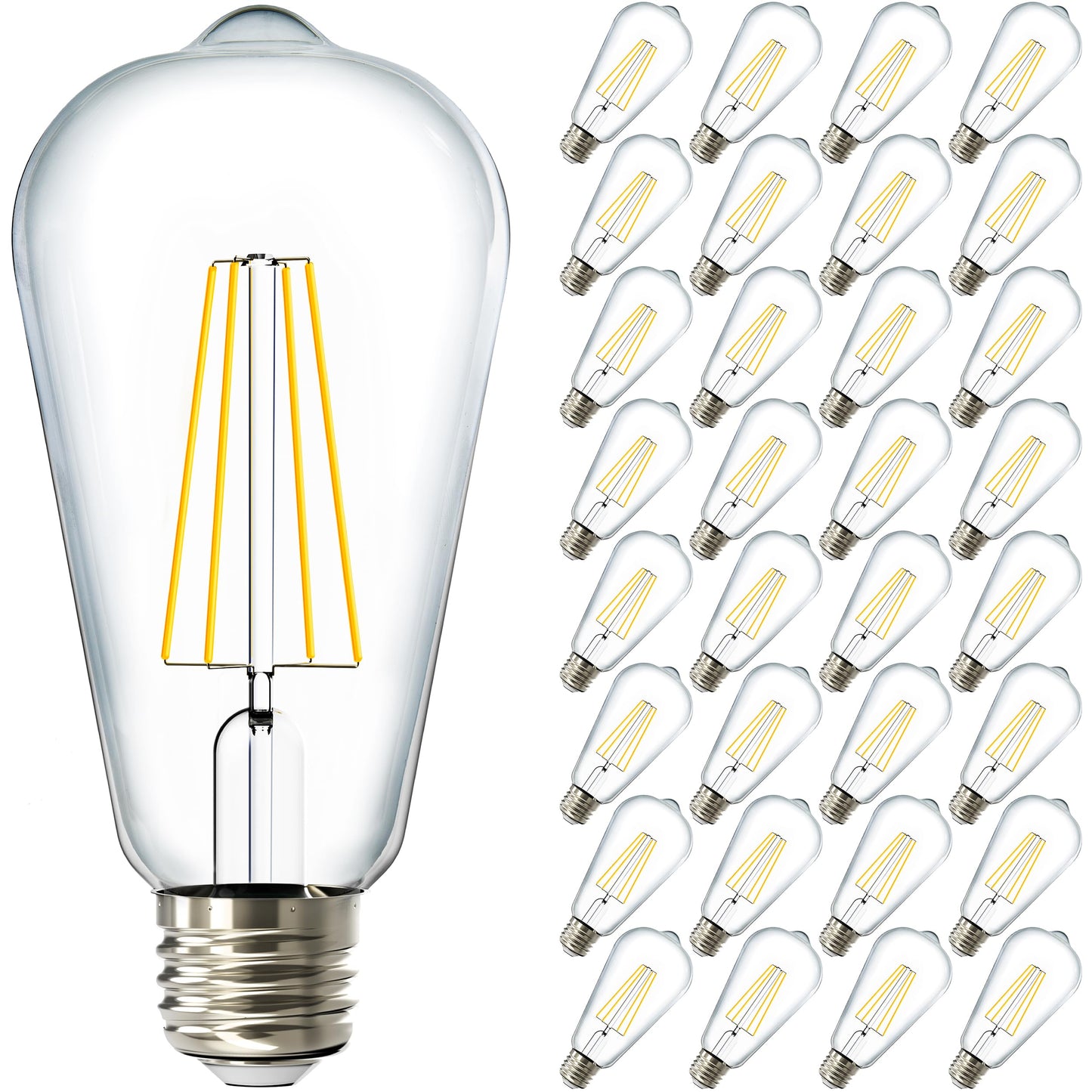 Sunco 32 Pack Edison Bulbs LED ST64 (ST19) Clear Glass Filament, Dimmable