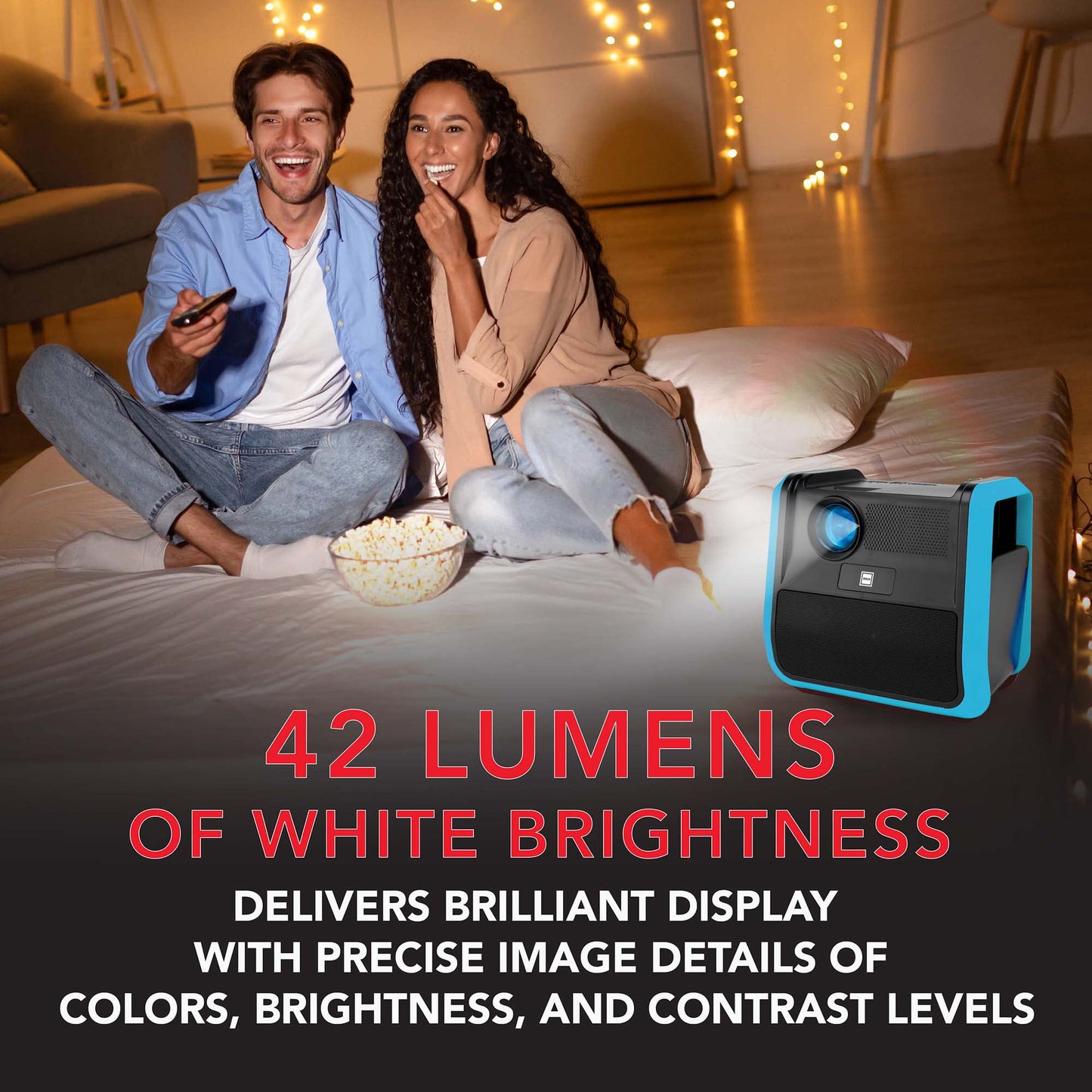 RCA - RPJ060 Portable Projector Home Theater Entertainment System, Long Lasting Battery - 2.5 Hours per Charge - Outdoor, Rechargeable, Speakers