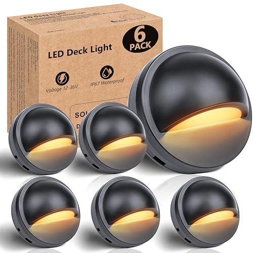 HIBOITEC Low Voltage LED Deck Lights 2.5W Landscape Step Stair Railing Light IP67 Waterproof for Outdoor Accent Lighting Garden Fence 2700K Warm