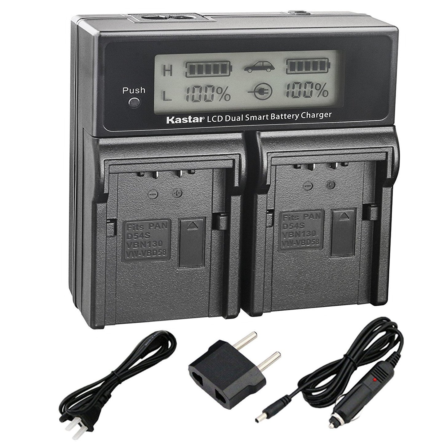 Kastar LCD Dual Fast Charger for Panasonic CGR-D54S CGA-D54S VSK0581 & AG-3DA1 AG-AC90 AG-DVC30 AG-DVC32 AG-DVC33 AG-DVC60 AG-DVC62 AG-DVC63 AG-DVC80