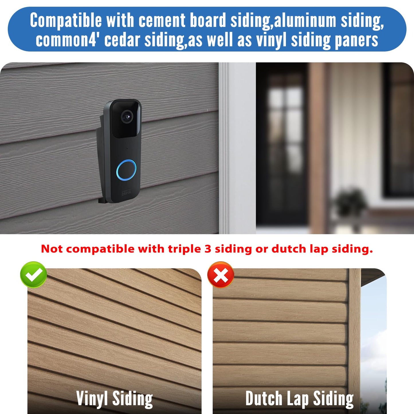 Buhobha Blink Doorbell Vinyl Siding Mount, 4" Standard Siding Specialized, Compatible with 2nd Gen Blink Doorbell, Secure Fit Durable Outdoor