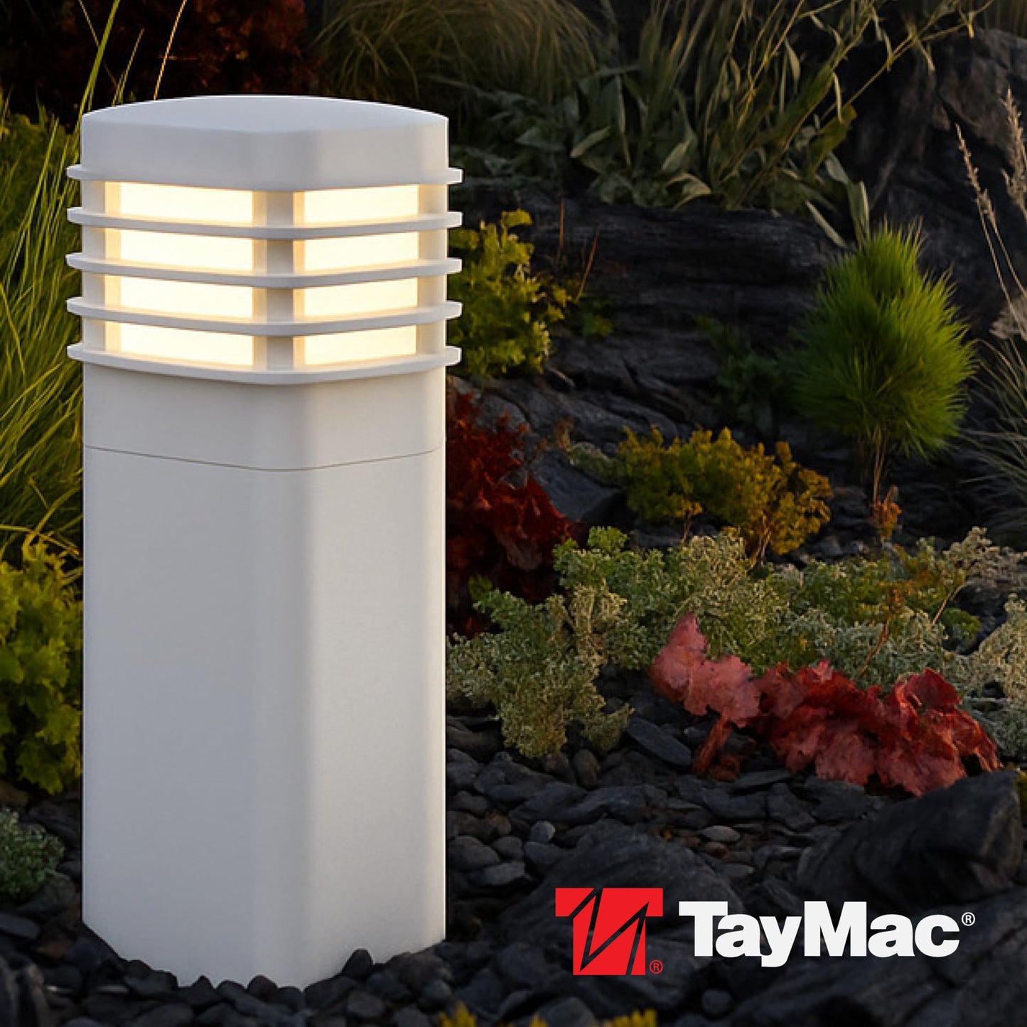 TayMac White Pagoda Light Slide Cover PPPLW for ParkPost Outdoor Power Enclosure (Required), 600-Lumen 2700K Polycarbonate Post Cap Light for Garden
