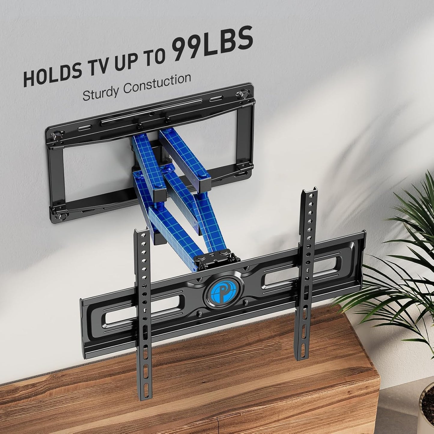 Pipishell Full Motion TV Wall Mount for 26-65 inch TVs up to 99 lbs, TV Mount with Dual Arms, Swivel, Tilt, Max VESA 400x400mm, 3 Bracket Heights