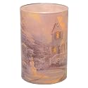 Mark Feldstein & Associates Thomas Kinkade The Night Before Christmas Flameless LED Glass Pillar Candle, 4 x 6 Inch