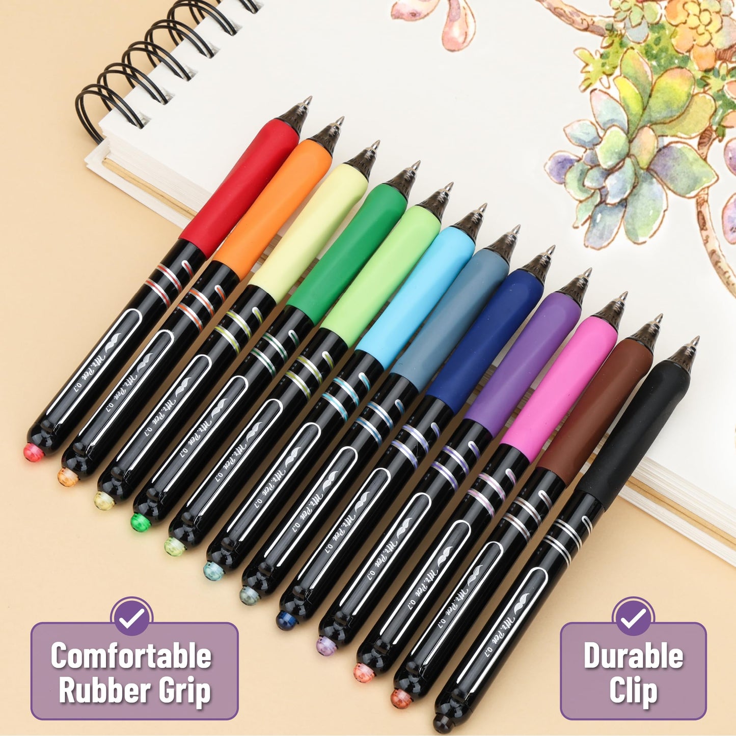 Mr. Pen- Retractable Gel Pens, 12 Pack, 0.7mm Fine Point, Colorful Ink