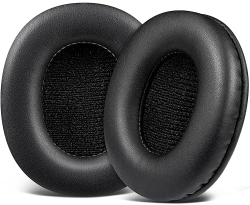 SOULWIT Earpads for Sony MDR-7506/ MDR-V6/ MDR-V7/ MDR-CD900ST Headphones, Ear Pads Cushions with Softer Protein Leather, High-Density Foam - Black