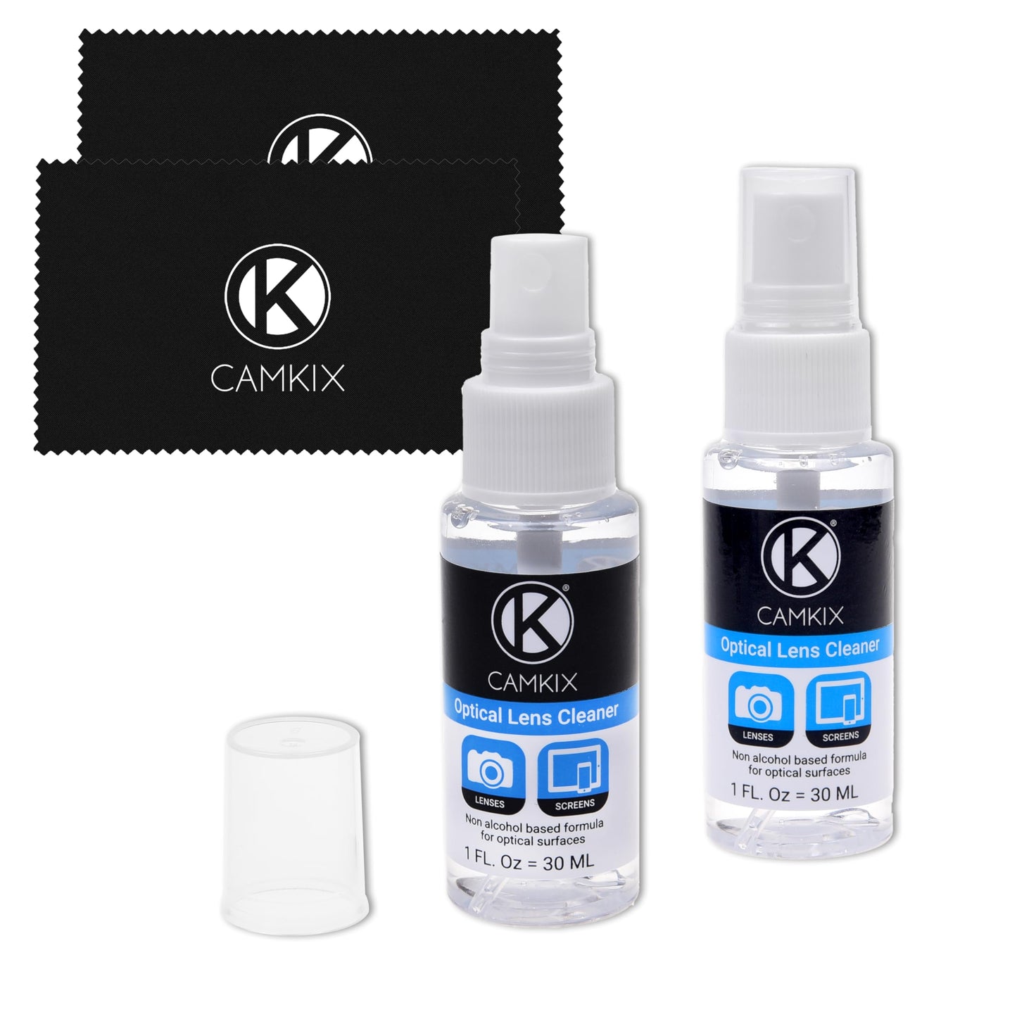 Camkix Lens and Screen Cleaning Kit - 2X Cleaning Spray 2X Microfiber Cloth - Perfect to Clean The Lens of Your DSLR and Compatible with Your Camera