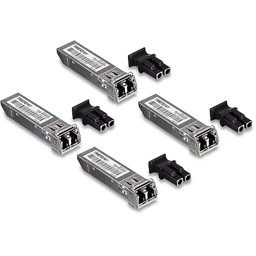 TRENDnet SFP Multi-Mode LC Module 4-Pack, TEG-MGBSX/4, Transmission Up to 550m (1804 Ft), Mini-GBIC, Hot Pluggable, IEEE 802.3z Gigabit Ethernet