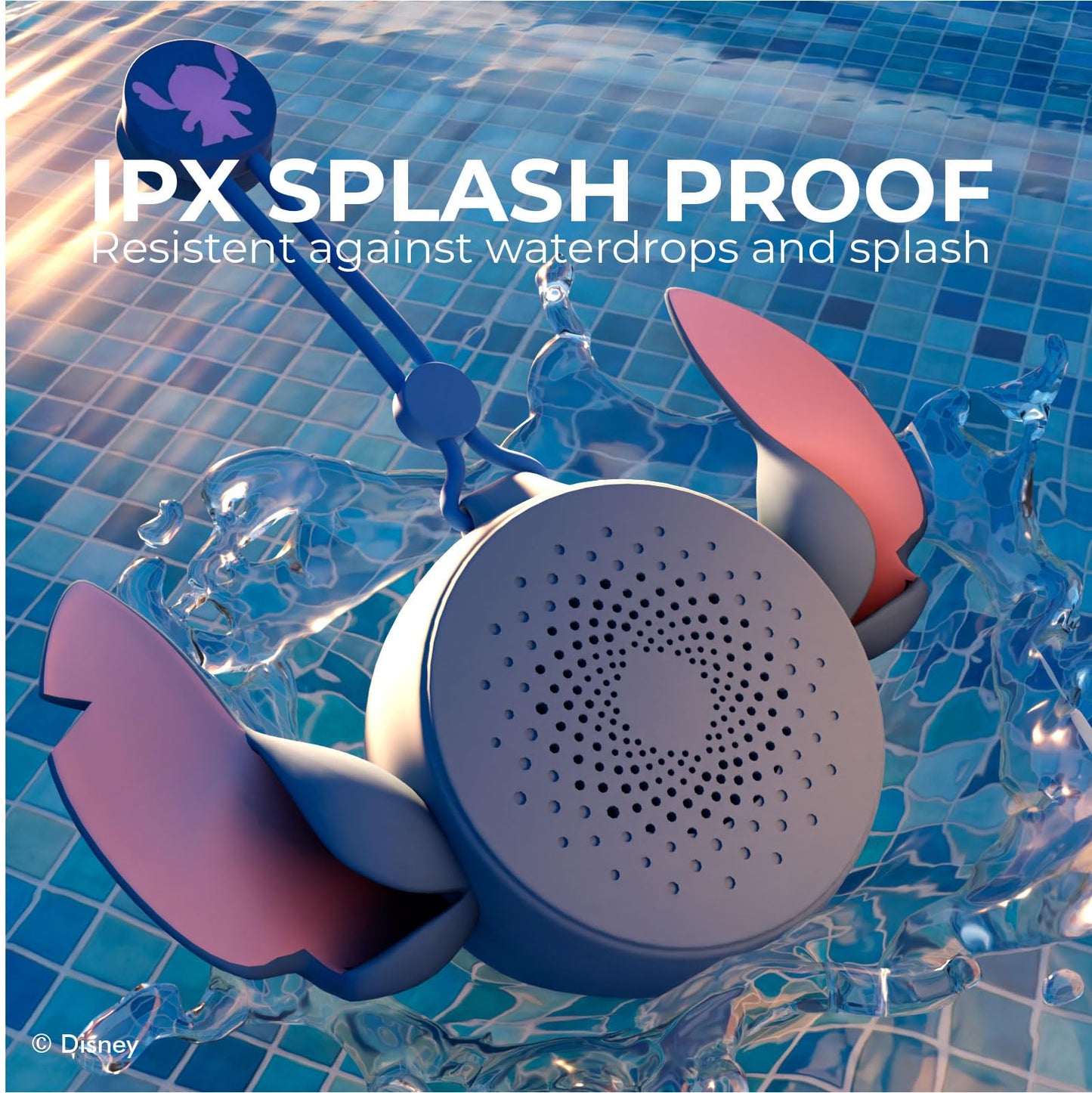 Disney Lilo and Stitch Bluetooth Shower Speaker with Suction Cup - IPX4 Rated Water Resistant Stitch Speaker for Shower, Baths| Up to 5 HRs Playtime