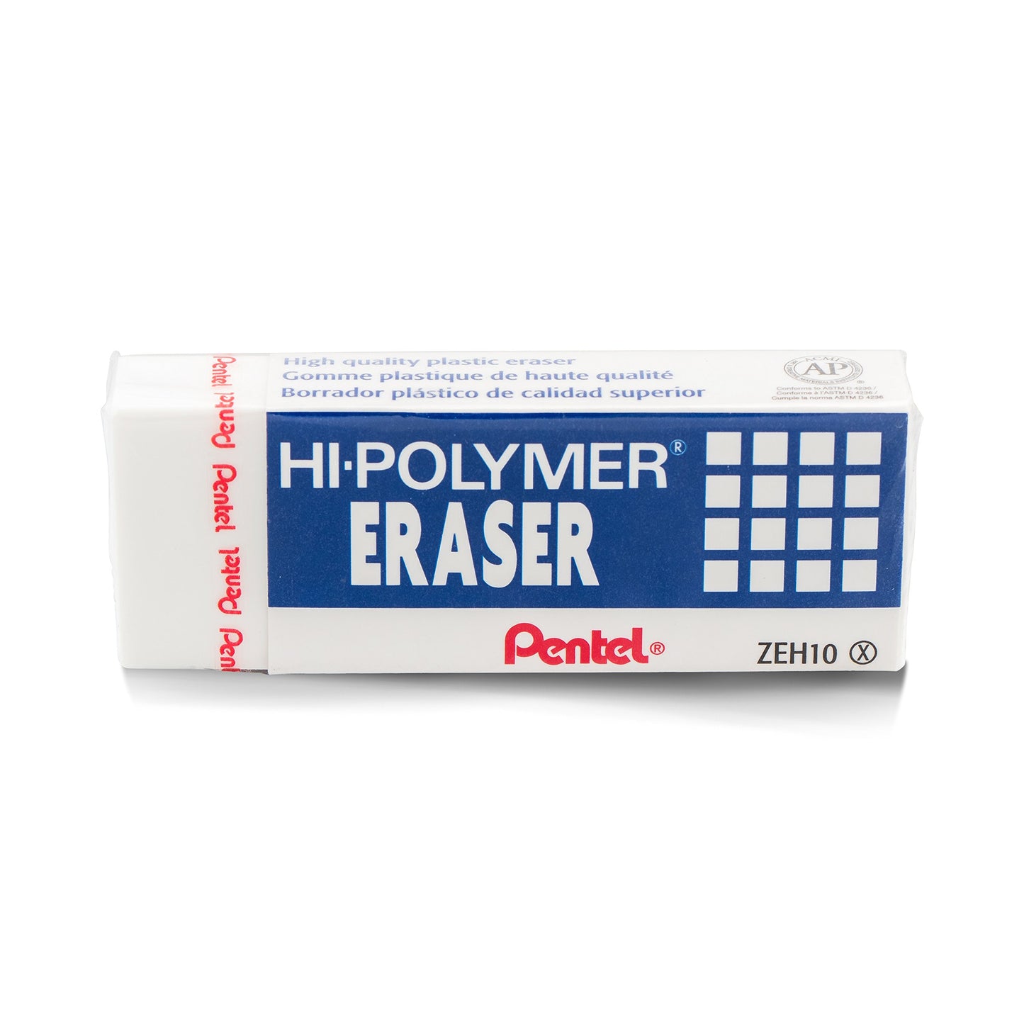 Pentel® Hi-Polymer Block Eraser, Large, White 6 pack (ZEH10BP3P2)