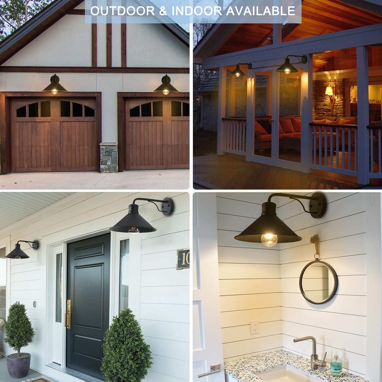 VICTOGATE 2 Pack Outdoor Wall Lights Wall Mount for House, Porch Light Fixtures, Matte Black Modern Farmhouse Wall Sconce, Classic Barn Lights Outdoor