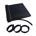 200 PCS 6 Inches Black Reusable Cable Ties, Adjustable Cord Straps, Cable Organizer, Cord Wrap and Hook Loop Cords Management,Adjustable Cord Ties