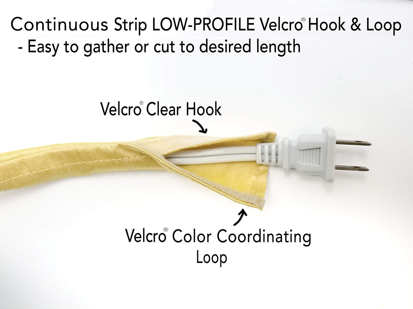 Snow Lamp Cord Cover Thin-Style Faux Silk 9 ft long White