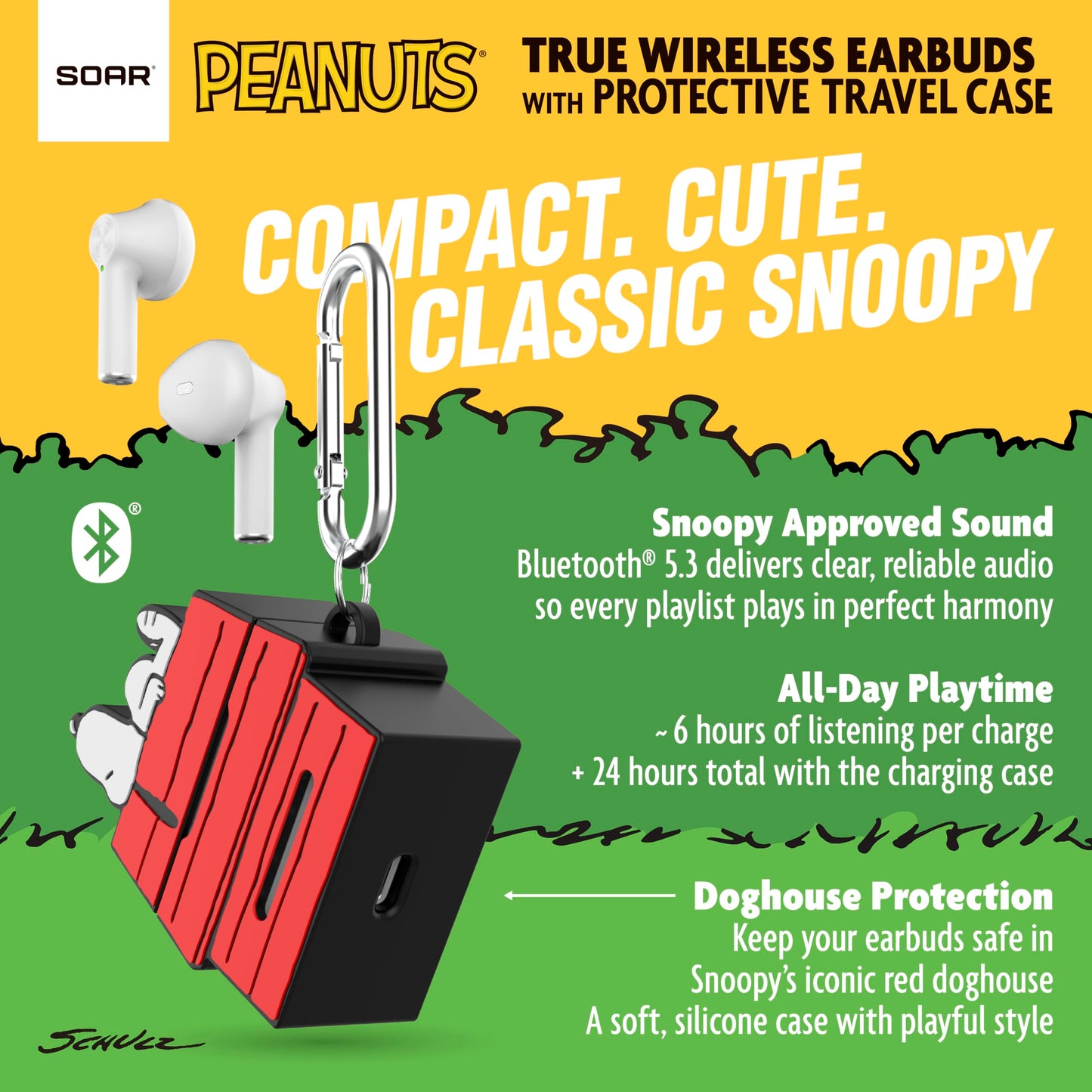 SOAR Peanuts True Wireless Earbuds with Protective Case Red Dog House