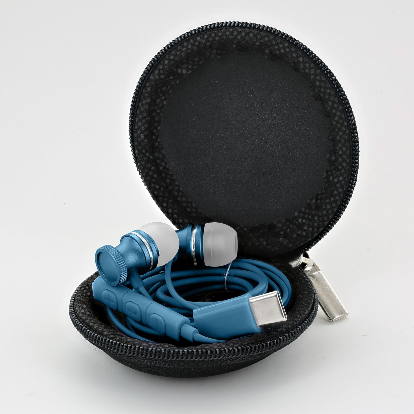 SENTRY OSE450 Blue Headphones in-Ear Earbuds with Wired USB-C Connection, Inline Volume Controller & Microphone, Noise Isolation